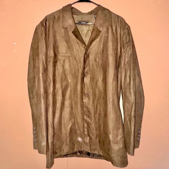 Alfani Men's Velour Brown Velvet Four Button Stretch Jacket Blazer Coat Large - Picture 1 of 7
